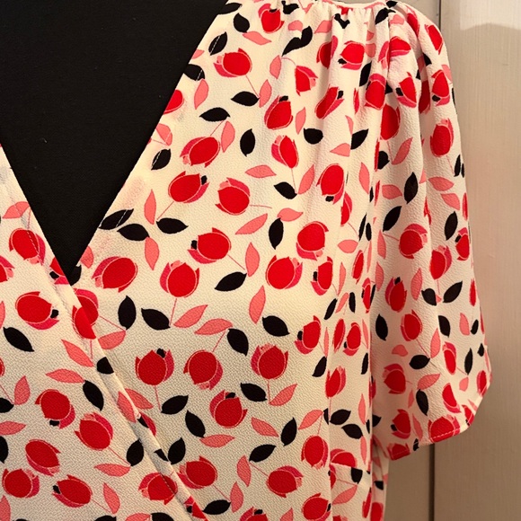 Talbots Red and Black Leaf Print Midi Dress - Picture 4 of 9